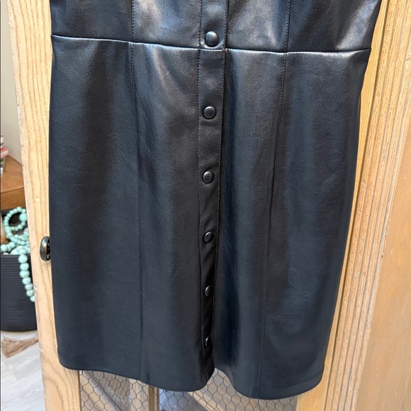 BB Dakota by Steve Madden Black Lima Faux Leather Ruffle Sleeve Shirt Dress - Picture 5 of 9